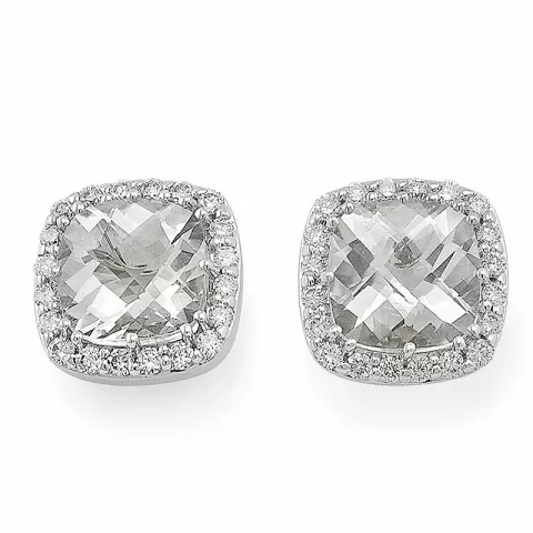 neliskulmainen timantti nappikorvakorut 14 karaatin valkokultaa kanssa timantti ja kvartsi 