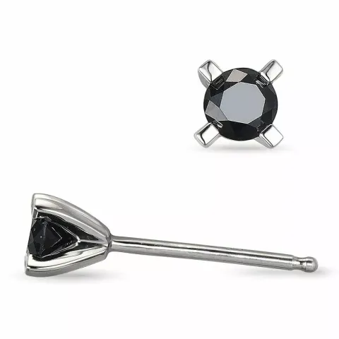 mustat timantti solitaire-nappikorvakorut 14 karaatin valkokultaa kanssa musta timantti 