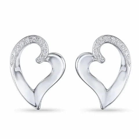 Sydän timantti nappikorvakorut 14 karaatin valkokultaa kanssa timanttia 