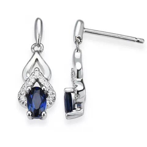 pitkät sininen safiiri timanttikorvakorut 14 karaatin valkokultaa kanssa timantti ja safiiri 