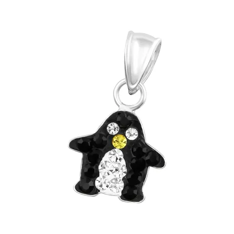 Pingviini monivärinen kristalli riipus hopeaa