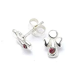 Enkeli pinkki zirkoni korvarenkaat  hopea