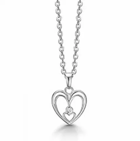 Elegantti aagaard sydän riipus jossa on ketju  8 karaatin valkokultaa rodinoitua hopeaa valkoinen timantti