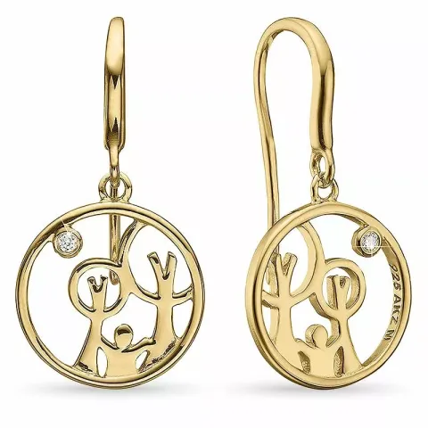 pitkät Red Barnet timantti korvarenkaat kullattua hopeaa kanssa timantti 