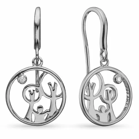 pitkät Red Barnet timantti korvarenkaat hopea kanssa timantti 