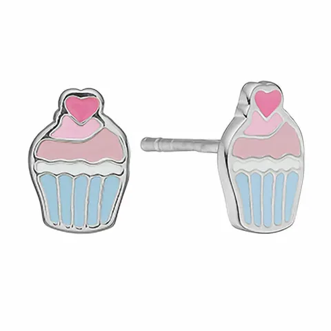 Aagaard cup cake korvarenkaat hopeaa sininen emalji vaaleansininen emalji pinkki emalji vaaleanpunainen emalji