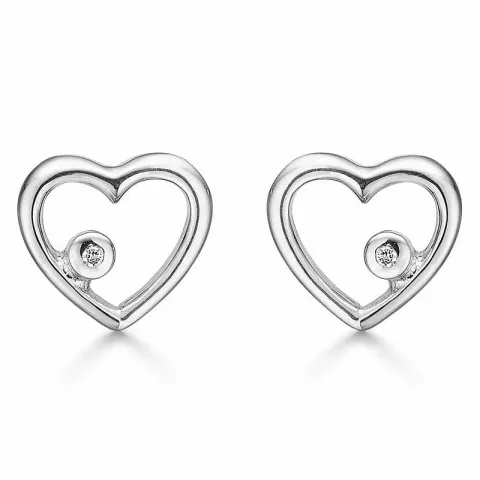 Støvring Design sydän korvarenkaat  rodinoitua hopeaa valkoinen timantti