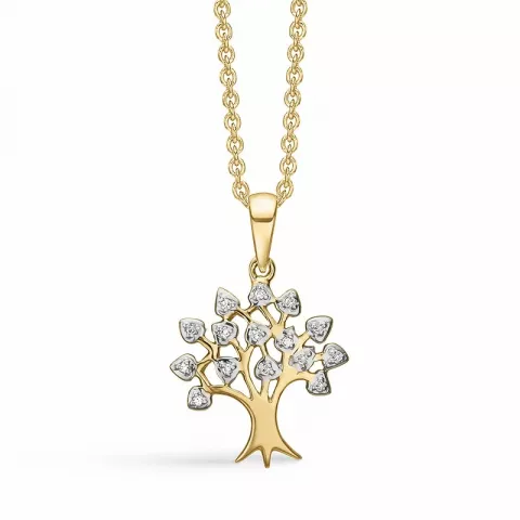 Støvring Design elämänpuu kaulaketju, jossa on riipus  14 karaatin kultaa valkoinen timantti