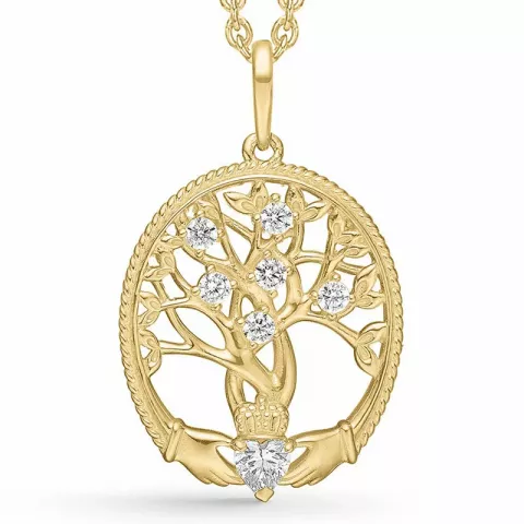 Støvring Design elämänpuu kaulaketju, jossa on riipus  8 karaatin kultaa valkoinen zirkoni