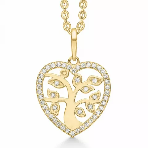Støvring Design elämänpuu zirkoni kaulaketju, jossa on riipus  8 karaatin kultaa Kullattu hopeakaulaketju valkoinen zirkoni