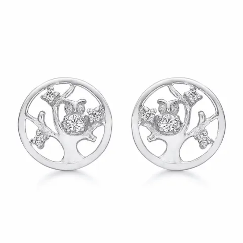 10 mm Støvring Design elämänpuu korvarenkaat rodinoitua hopeaa valkoinen zirkoni