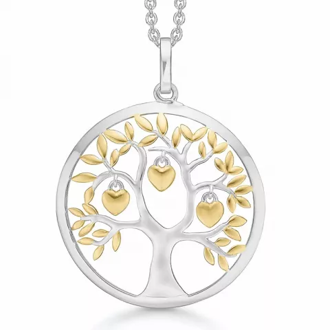 Støvring Design elämänpuu kaulaketju, jossa on riipus  hopea kullattua hopeaa valkoinen zirkoni