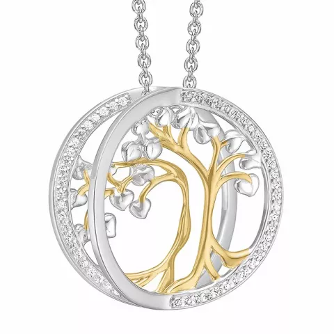 Støvring Design elämänpuu zirkoni kaulaketju, jossa on riipus  rodinoitua hopeaa kullattua hopeaa valkoinen zirkoni