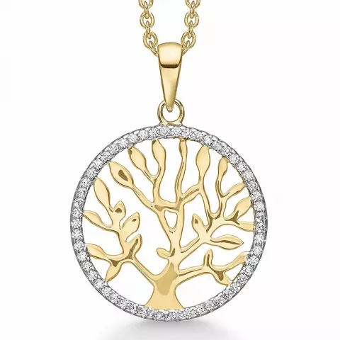 Støvring Design elämänpuu zirkoni riipus jossa on ketju  hopeaa kullattua hopeaa valkoinen zirkoni