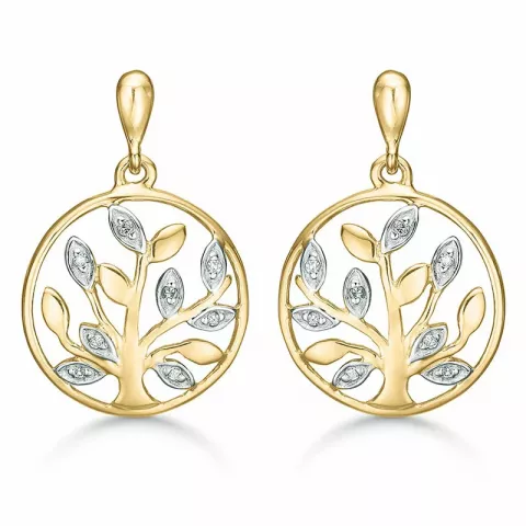 Støvring Design elämänpuu timantti korvarenkaat  14 karaatin kultaa valkoinen timantti