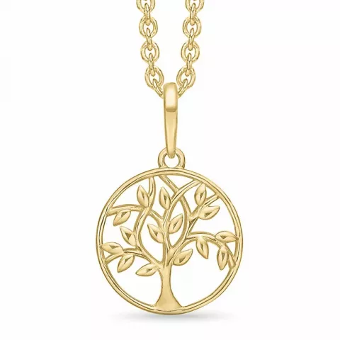 11,5 mm Støvring Design elämänpuu riipus jossa on ketju  14 karaatin kultaa Kullattu hopeakaulaketju