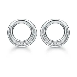 Støvring Design pyöreitä korvarenkaat  rodinoitua hopeaa valkoinen zirkoni