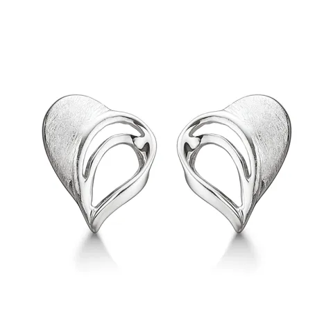 mattapintaista ja kiiltävää Støvring Design sydän korvarenkaat  rodinoitua hopeaa