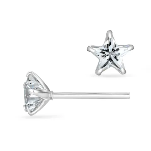 6 mm Støvring Design tähti korvarenkaat hopea valkoista zirkonia