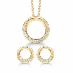 Støvring Design pyöreä korut setti  kullattua hopeaa valkoinen zirkoni