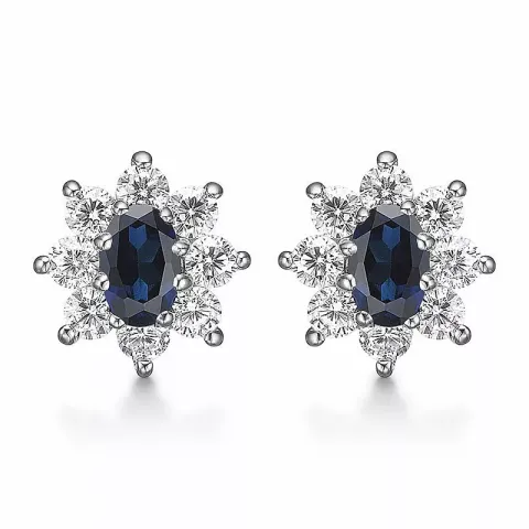 Støvring Design korvarenkaat  hopea sininen synteettinen safiiri valkoinen zirkoni