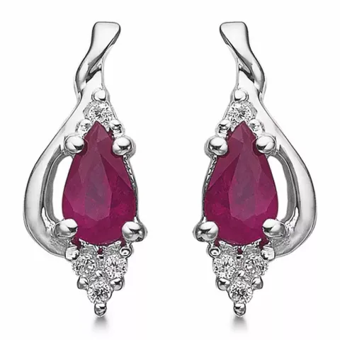 Støvring Design korvarenkaat  hopea punainen synteettinen rubiini valkoinen zirkoni