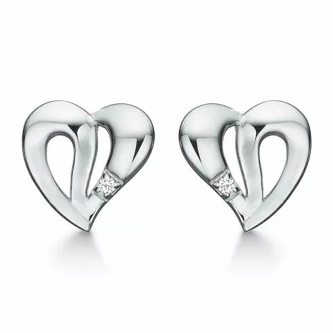 Støvring Design sydän korvarenkaat  hopea valkoinen zirkoni