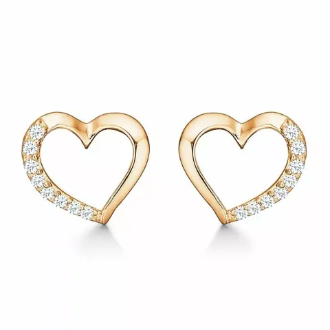 Støvring Design sydän korvarenkaat  kullattua hopeaa valkoinen zirkoni