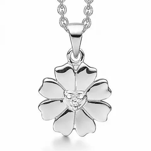 Elegantti Støvring Design kukka kaulaketju, jossa on riipus  hopea valkoinen zirkoni