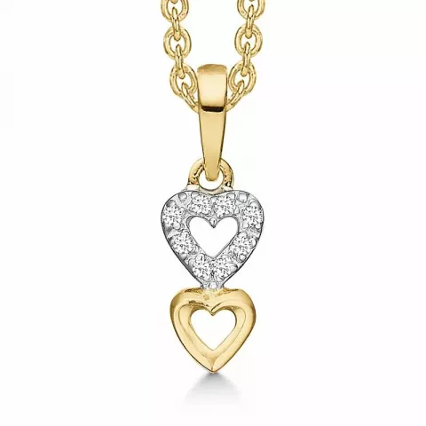 Støvring Design sydän kaulaketju, jossa on riipus  8 karaatin kultaa Kullattu hopeakaulaketju valkoinen zirkoni