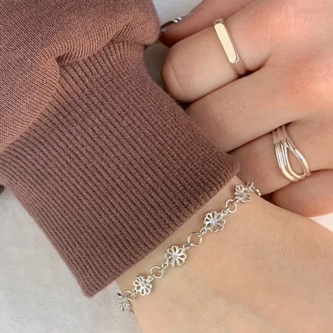 Siersbøl kukka rannekoru  rodinoitua hopeaa