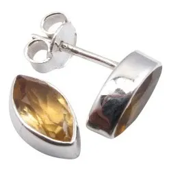 Keltainen sitriiniä nappikorvakorut  hopea