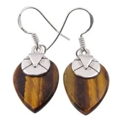 Pisaranmuotoinen ruskeita korvarenkaat  hopeaa