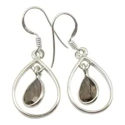 Pisaranmuotoinen kvartsi korvarenkaat  hopeaa