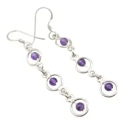 Pitkät ametisti hopeakorvakorut  hopeaa