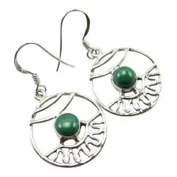 pyöreitä vihreä korvarenkaat  hopeaa