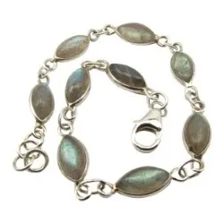 Ovaali monivärinen rannekoru  hopeaa