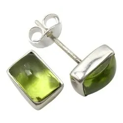 Neliskulmainen peridootti nappikorvakorut  hopea