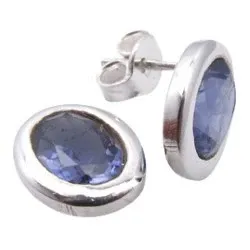 Ovaaleja ioliitti korvarenkaat  hopea