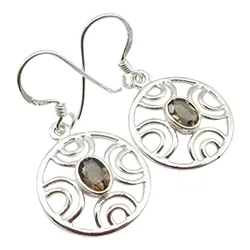 Pyöreitä kvartsi korvarenkaat  hopea