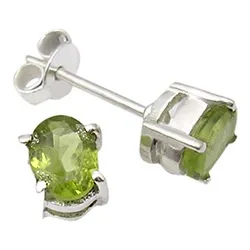 Ovaaleja peridootti nappikorvakorut  hopea