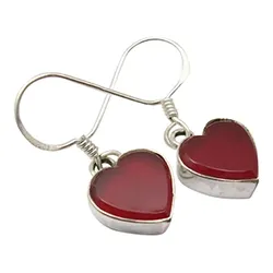 Sydäntä punaista korvarenkaat  hopea