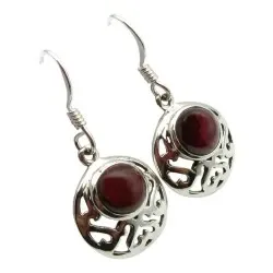 Pyöreitä granaatti korvarenkaat  hopea