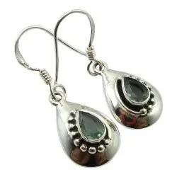 Pisara vihreä korvarenkaat  oksidoitua sterlinghopeaa