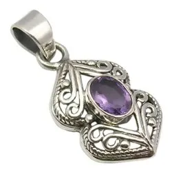 Lila ametisti riipus  oksidoitua sterlinghopeaa