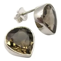 Kvartsi nappikorvakorut  hopeaa