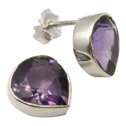Ametisti nappikorvakorut  hopeaa
