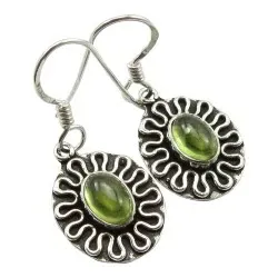 Aitoja peridootti korvarenkaat  oksidoitua sterlinghopeaa