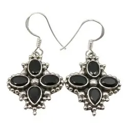 onyx-kiveä korvarenkaat  oksidoitua sterlinghopeaa