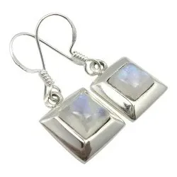 Neliskulmainen kuukivi korvarenkaat  hopea